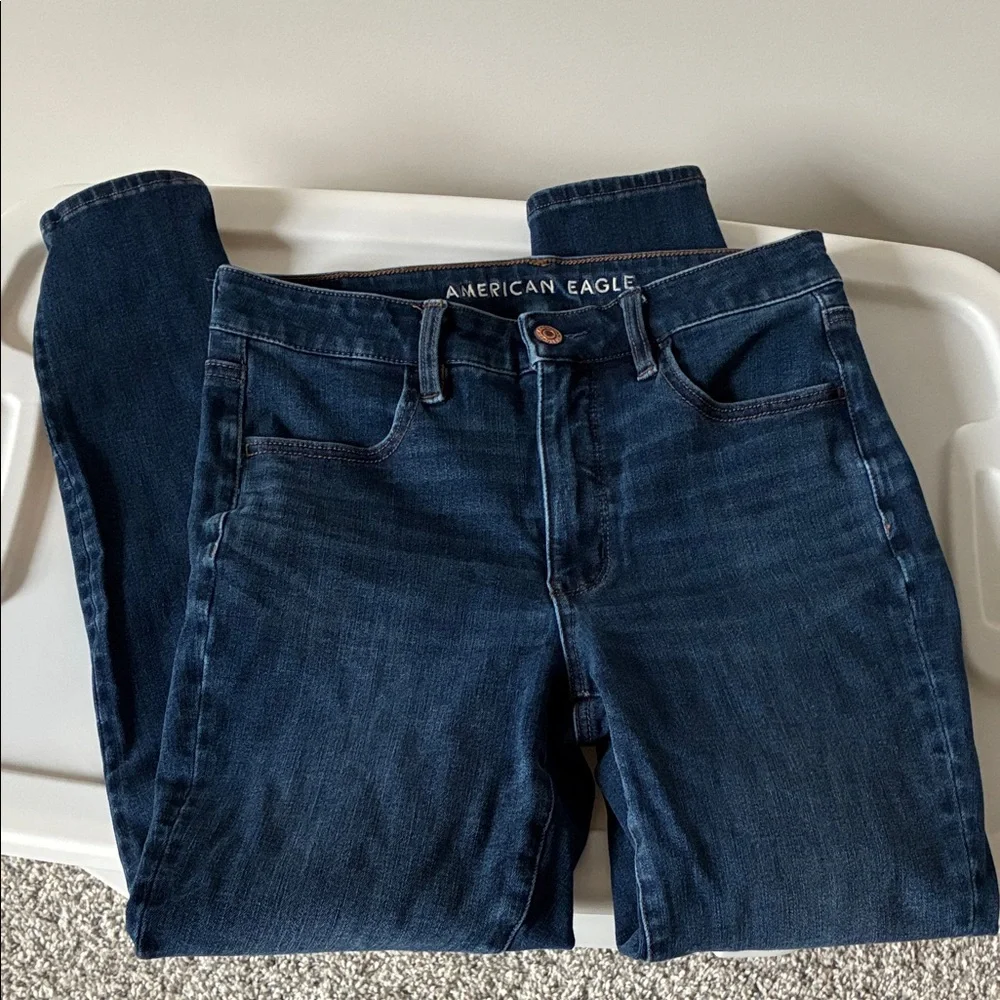 American Eagle Outfitters Women's Dark Blue Super High-Rise Jegging Size 4 Short - Picture 1 of 7